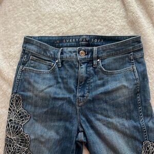 EUC High-Rise Everyday Soft Denim Embroidered Straight Jeans size 8